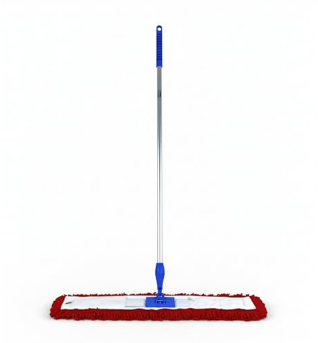Abbey 60cm Flat Mop for Floor Cleaning - Heavy Duty Commercial Red Sweeper Mop Kit with Handle and Frame - Floor Dusters for Wooden Floors and Hard Floors
