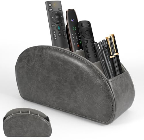 Caja de Control Remoto con 5 Compartimentos, Soporte de Piel | Organizador de Escritorio, Para Mandos a Distancia, Para Productos de Maquillaje