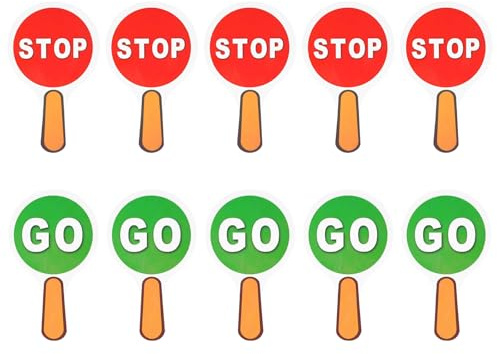 10 pezzi di cartello manuale reversibile Stop and Go per protezione delle strisce zebra, segnale riflettente Stop Go per controllo stradale