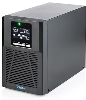 DIGITUS Sistema SAI Online – 1 kVA 1 kW – 4 Tomas IEC C13 – Torre | Sistema de alimentación ininterrumpida – Factor de potencia 1,0 – Software para SAI – Puertos RS232, RJ45 y USB – Negro