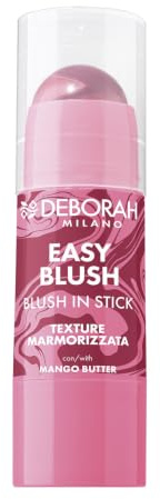Deborah Milano, Easy Blush Stick, 03 Berry, con Burro di Mango, Texture Marmorizzata