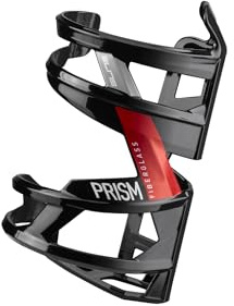 Elite Prism Links – Schwarz Glänzend Rote Grafik – Flaschenhalter für MTB Rennrad Gravel E-Bike – Leicht Stabil Universal Side-Entry Trinkflaschenhalter
