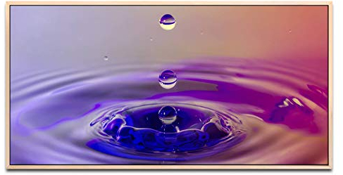 Wasserperlen ca. 130x70cm Wandbild inklusive Schattenfugenrahmen naturfarbend - Panorama Leinwand Bild XXL Format Wandbilder Wohnzimmer Wohnung Deko Kunstdrucke