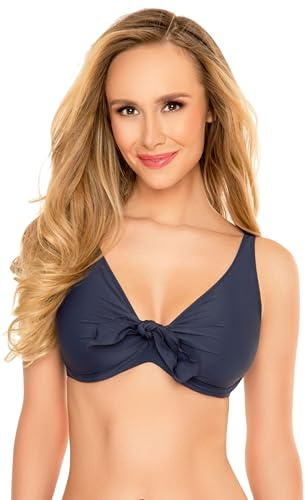 Vivisence 3202 Reggiseno Bikini Liscio Monocolorato Coppe Morbide con Ferretti, Blu Scuro,6D