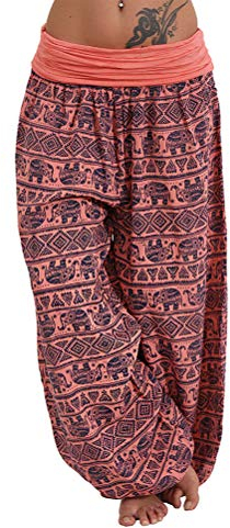ORANDESIGNE Damen Hosen Lang Haremshose Ballonhose Pluderhose Yogahose Aladinhose Harem Sommerhose Baggy Harem Stil Sommerhose Mit Stoffgürtel 04 Rot XXL