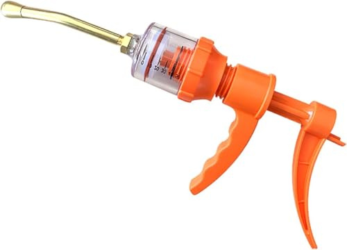 Seringue d'alimentation vétérinaire réutilisable 50ML Pistolet de Remplissage Automatique continu réglable pour porcs, bovins et Moutons （Orange）