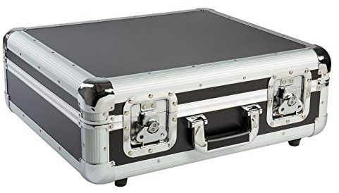 Music Store DJE0003665-000 Plattenspieler Case TT, Robustes Wasserabweisendes Aluminium, Schwarz, Butterfly-Schlösser, Schaumstoffpolsterung, Ideal für DJ Sets & Transport, 540x230x540mm