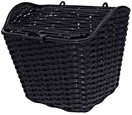 Perfeclan 1 Bike Basket with Lid, Weatherproof Plastic Cycle Basket, Mesh Design for Protected Transport, 34x24x25cm, Black