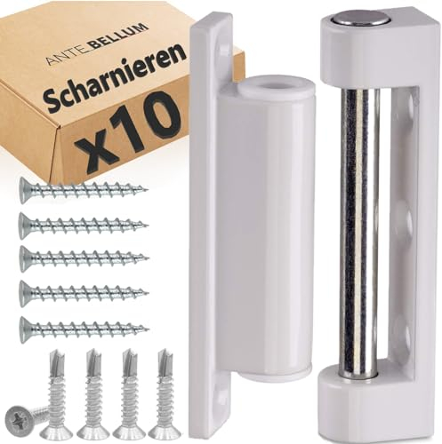 Ante Bellum Tür- und Fensterscharniere – Dauerhaft Ersatzscharniere für Türen und Fenster, universelle Fensterbeschläge Ersatzteile für Insektenschutztüren, Dreh-Kipp-Fenster, einfache Montage (Weiß)