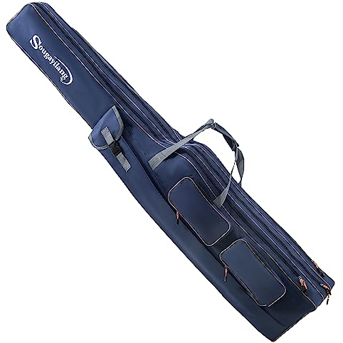 Sougayilang Portable Folding Fishing Rod Bag - 3-Layer Large Capacity Tackle Storage - 165cm - Blue
