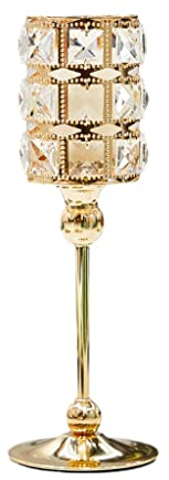 HEXEH Kerzenhalterhalter Goldene Kristall Kerzenlestick Ornamente Leichter Luxus Home Tisch Kerzenlicht Abendessen Romantische Dekoration Kerzenhalter Kandelaber (Size : B)