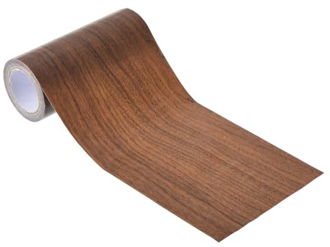 PATIKIL Flicken Selbstklebend Stoff 12cm x 4.57m, Klebeband Holzoptik Strukturiertes Reparaturband zur Reparatur von Fußböden, Türen, Schränken, Tischen, dunkelbraune Eiche