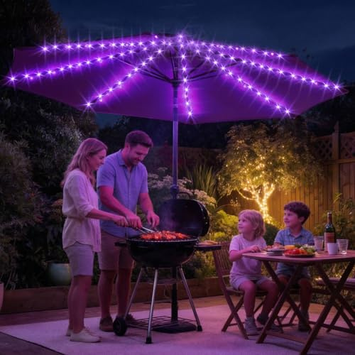 Patio Umbrella String Lights,Solar String Lights,104 LED 8 Modes Waterproof Solar Umbrella Lights with Remote Control for Patio Umbrellas,for Beach Tent Camping Garden Party
