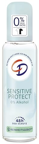 CD deodorant atomizer Sensitive Protect, 75 ml, mild deodorant utan aluminiumsalter och utan alkohol, lämplig för känslig hud, långvarigt skydd för 48 timmar, vegansk