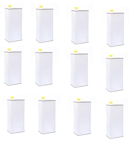 mille idee 12 Latte Lattina Vuota Per Olio 3 Litri Bianca – Contenitore in Banda Stagnata Anonimo con Tappo di Sicurezza | Tanica Alimentare per Olio, Liquidi e Conservazione – LT 3