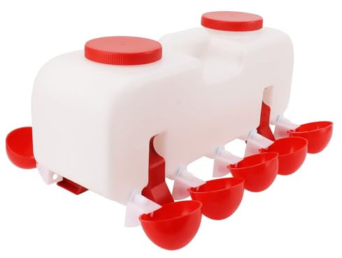 HOHXFYP Hühnertränke, 10 L Halbautomatischer Geflügelwasserspender mit Selbststopp und Eingelegter Halterung, Große Kapazität, Doppelte Entwässerung, Geflügeltränke für Enten, Gänse