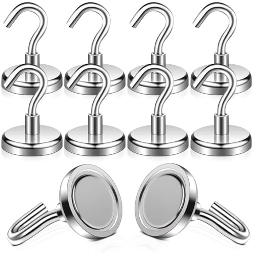 Keukenket 32mm Magnethaken, Extra Stark 38kg Neodym Magnete, 10 Stück, Silber, Modern Home Organization