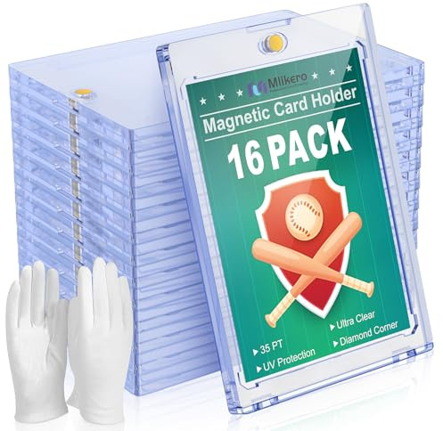 Mlikero 16 Magnetic Card Holder für Sammelkarten, 35PT Sammelkarten Hüllen Hartkartenhüllen Trading Card Holder Fit für MTG, Standard-Karten, Fußball, Sportkarten