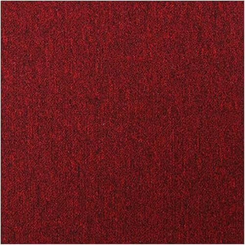 20 x Carpet Tiles 5 SQM Heavy for Bedroom Living Room Office Premium Flooring Rugs Floor Tile Hardwearing Anti-Slip Floor Covering, Bitumen Backed 2024 New (Red)