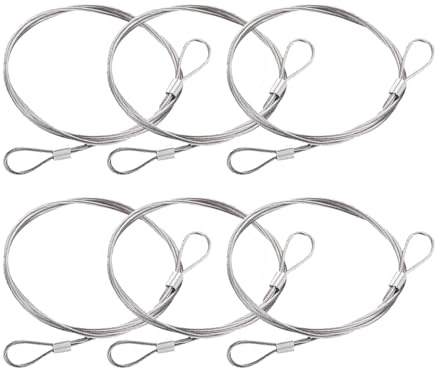 Visxcnu 6pcs 30 cm x 2 mmcables de acero inoxidable de bucles, bloqueo de seguridad resistente, cable de seguridad para viajes al aire libre, cuerda de alambre de seguridad para iluminación