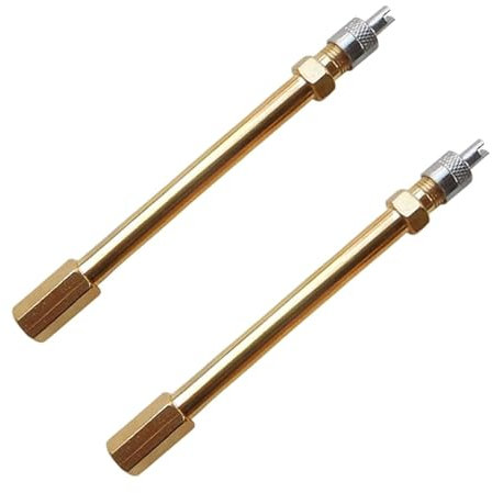 Wjelet 2 pcs Ventilverlängerung Autoventil,10cm Messing Ventilverlängerung Autoventil Verlängerung Adapter, Reifen Ventiladapter für E-Scooter Auto LKW Fahrrad