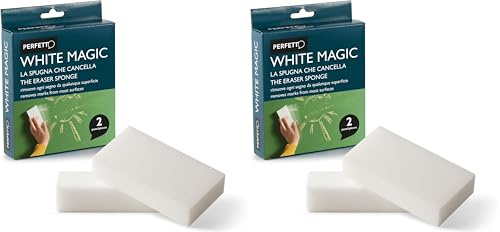 Perfetto Whitemagic Confezione 2 Spugne Cancella Macchie, Melamina, Bianco, 12x2.5x6 cm (Confezione da 2)
