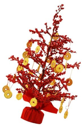 Amosfun Glücksbaum Geldbaum Desktop Deko Neujahrsdeko Frühling Festival Tischschmuck Baumornament Haltbares Material