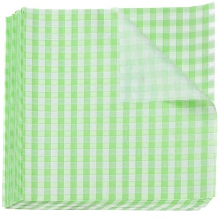 Sourcing Map 300pcs Square Checkered Wax Paper Sheets, 7.09 x 7.09, Oil-Absorbing Dry Food Wrapping Paper for Sandwich, Baking, Picnic, Hamburger Wrap, Kitchen