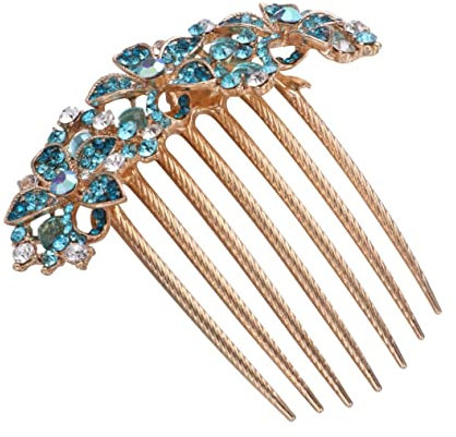 NOLITOY Rhinestone Haarkamm Blau Elegante Haarspange Für Frauen Kristall-haaraccessoire Für Hochzeiten Und Besondere Anlässe Einfach Zu Verwenden Einzigartiges Design Für Mehr Charme