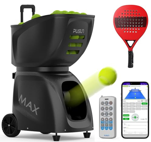 PUSUN PT-MAX C Padel Ballmaschine mit APP-Steuerung | Fortschrittlicher automatischer Ballwerfer für alle Spielniveaus | Komplettlösung vom Einzeltraining bis zum Profi-Coaching