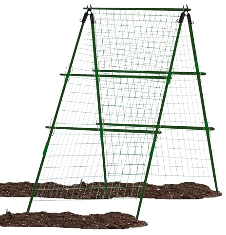 Rankgitter für Tomaten Gurken, 120CM * 40CM Gurke Rankhilfe Set, Rankgitter mit Netz Pflanzenhalter für Gurke, Pflanzkäfige und Stützen für Ranken, Rankhilfen für Kletterpflanzen