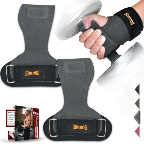 AOTWAN Zughilfen Krafttraining, Zughilfen aus Doppellagigem Rindsleder, Lifting Straps für Bodybuilding & Fitness, Handgelenkschutz, Zughilfen Gym für Frauen und Männer