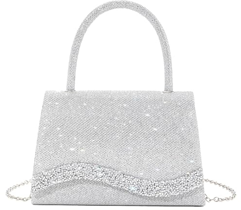 Caistre 2026 Rhinestone Evening Clutch Purse Women Sparkly Top Handle Handbag Bow Wave Envelope Flap Crossbody Bag Party Wedding Prom