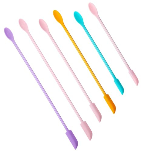 6PCS Small Spatula Silicone, Multicolor Small Silicone Spatula for Cosmetic Bottles and Kitchen Jars to Get Last Product Out Efficiently (3 Sizes)