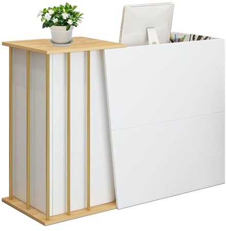 ZFFSCD Mostrador Recepción, Mostrador de Recepción Pequeño con Cajones con Cerradura, Mostrador de Recepción Pequeño, para Oficina(Size:100cm,Color:White White)
