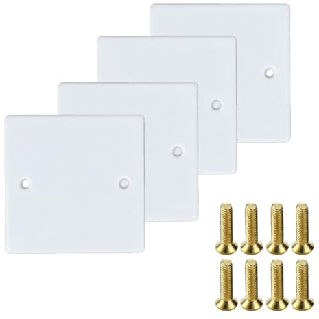 4Pcs Single Socket Blanking Plate White 86mm x 86mm with Screws | Electrical Socket Cover Plate