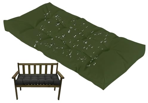 Outdoor Waterproof Bench Cushion 8cm Thick Swing Seat Pad for Garden Furniture NonSlip Straps Comfortable Garden Bench Cover for Hollywood Swing Dark Green 80x50cm