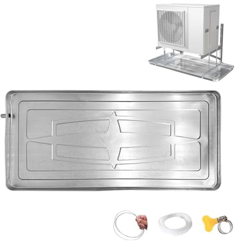 Bandeja de Drenaje para Aire Acondicionado con Soportes, Kit Universal de Acero Inoxidable para Sistemas de Bomba de Calor divididos (3-5 piezas/36,6 x 17,3 Pulgadas, Plateado)