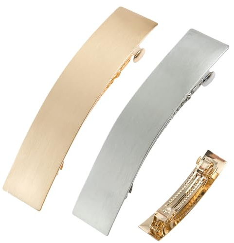 Clip Per Primaverili Francesi - 2 Pezzi Rettangolari Barrette Di In Metallo Lucido Per Donne | Per Vintage Oro E Argento Per Matrimoni, Feste Ed Eventi Formali