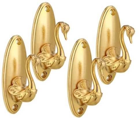 WEKADRIN 4 Stück Teiliges Vintage Gardinenhalter aus Legiertem Metall mit Goldener Schwan Optik Vielseitige Wandhaken für Vorhänge Kleidung Handtücher Robuste Dekohaken für Wohn