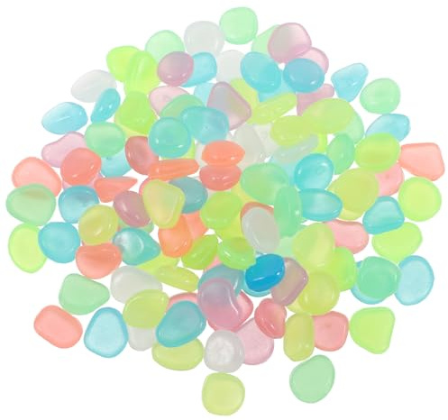 Yardenfun 400 Stück Leuchtsteine Bunte Nachtlicht gartensteine für Aquarium und Fischbecken Wiederverwendbare Fluoreszierende Deko Steine mit Sanftem Leuchten für Betta Fisch und