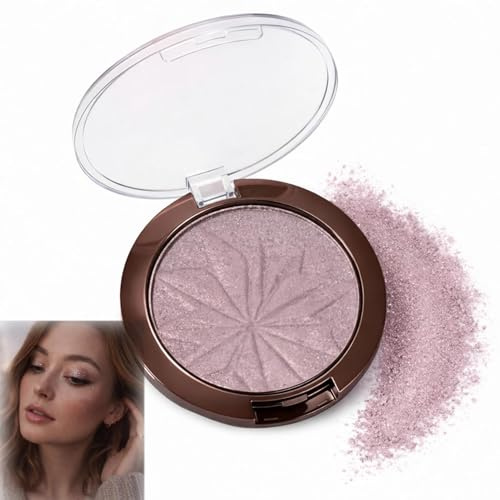 Powder Eyeshadow Single, Rose-Lavender Shimmer, 1-Shade Round Compact | Clear hinged lid with clasp for easy colour visibility and storage, suited to soft everyday eye looks and evening accents