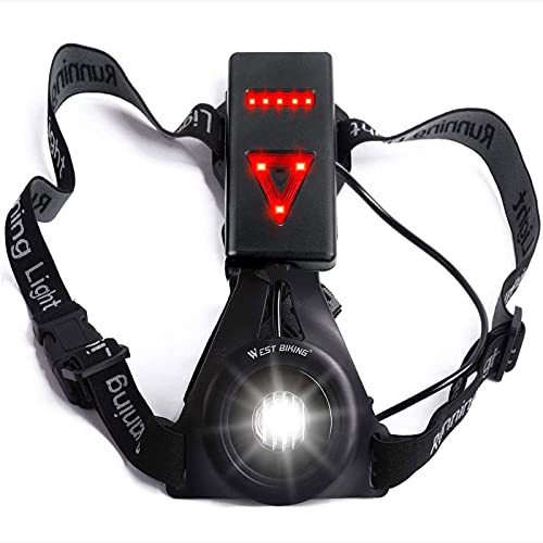 LuTuo Running Light Lamp, USB Rechargeable LED Body Torch, Bright Waterproof Comfortable High Visibility Flashlight with Taillight for Night Runners Jogging Dog Walking Camping Reading DIY Kids