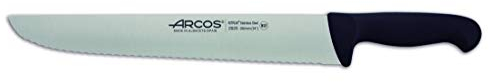 Arcos Couteau Pescadero Lame Dentelée Acier Inoxydable NITRUM 35 cm, Idéal pour Poisson, Manche Polypropylène Noir, Série 2900, Durabilité et Précision de Coupe