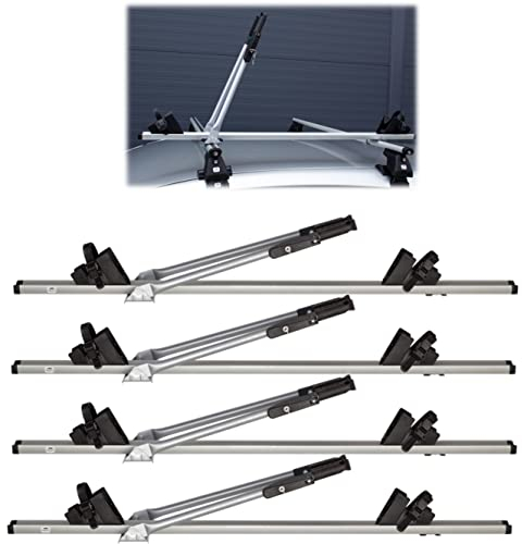 Set 4 x ACOR - Universel Fahrradhalter für 4 Räder Dach-Fahrradträger Fahrradträger für Dachmontage Abschließbar - Montage mit Befestigungsplättchen und Schrauben oder T-Nut Steinen…