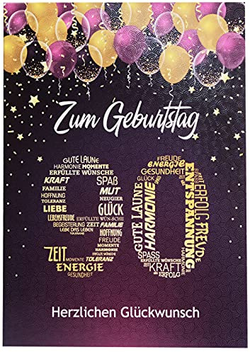 Geburtstagskarte 90. Geburtstag Lila Gold – A5 Karte mit Umschlag | Elegante Glückwunschkarte zum 90 – Geschenkkarte 90 Jahre für Frauen, Oma & Mama, Made in Germany