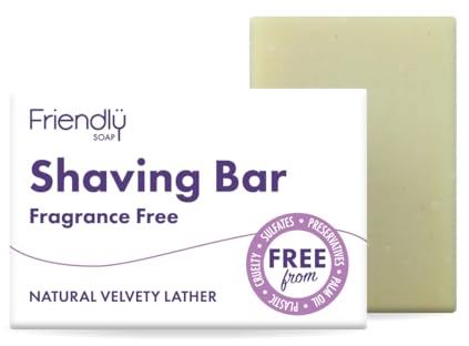 Friendly Soap - Fragrance-Free Shaving Bars (95g), Rich, Soothing, Plant-Based, Cruelty-Free, Made By Hand, No Preservatives or Sulphates, Sustainable, Recyclable