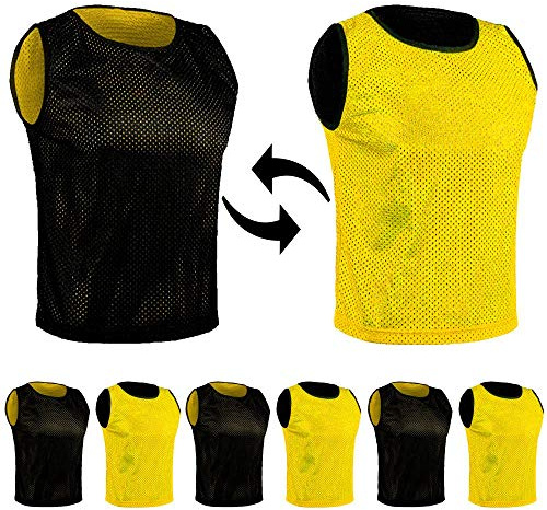 SPORTSBIBS 6X fotbollsplagg för barn och vuxna – set med 6 stycken – Wendeledd 2 färger, träningskläder, markeringsskjorta dubbelsidig för kvinnor män juniorer seniorer