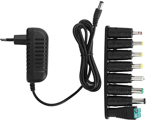 ASHATA Adaptador de Fuente de alimentación de 12 V 2 A, Adaptador de conmutación de Tiras LED de CA/CC Universal con 8 enchufes adaptadores, para Pedales, Efectos, impresoras, etc.(US)