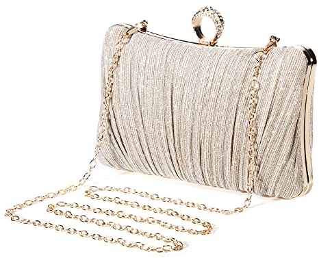 UBORSE Clutch Damen Pailletten Handtasche Strass Abendtasche mit Kette Glänzend Brauttasche Elegant Portemonnaie Tasche Geldbörse Envelope Tasche für Hochzeit Cocktailparty Tanzparty Geburtstag